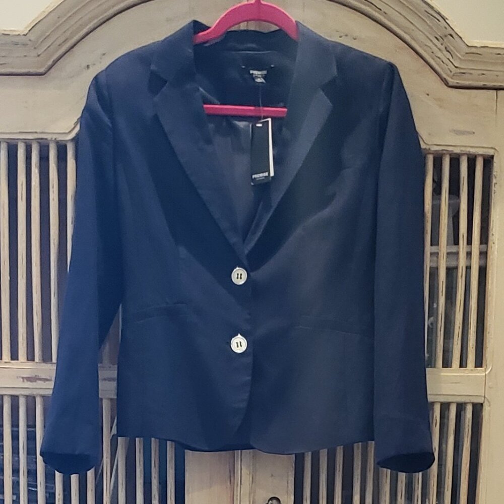 Premise Studio Linen Blend Navy Blue Blazer Size 6 New with Tags